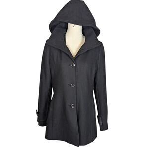 Kenneth Cole Wool Blend Overcoat Black Size 10